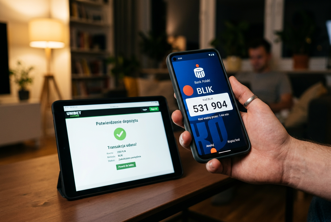 Osoba korzystająca z aplikacji BLIK do wpłaty w kasynie online