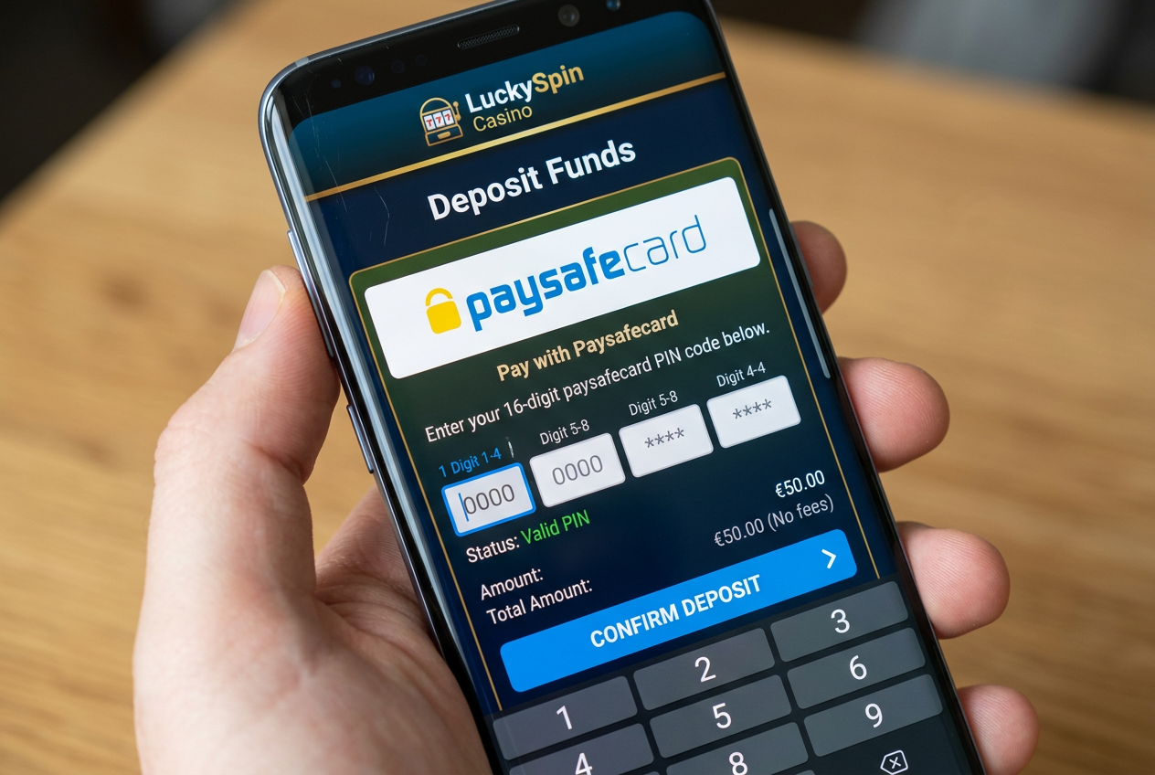 Interfejs płatności Paysafecard w polskim kasynie online na smartfonie